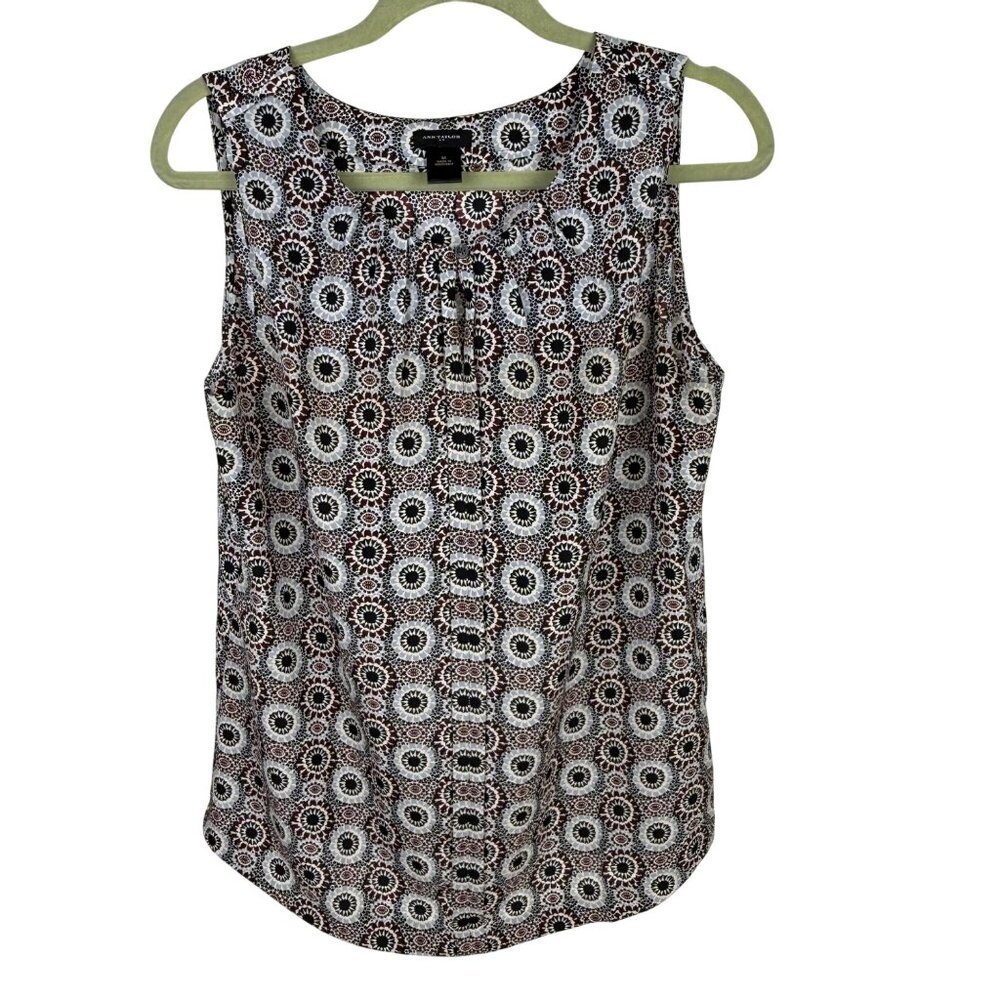 Ann Taylor Sleeveless Top Medallion Print Keyhole Size M